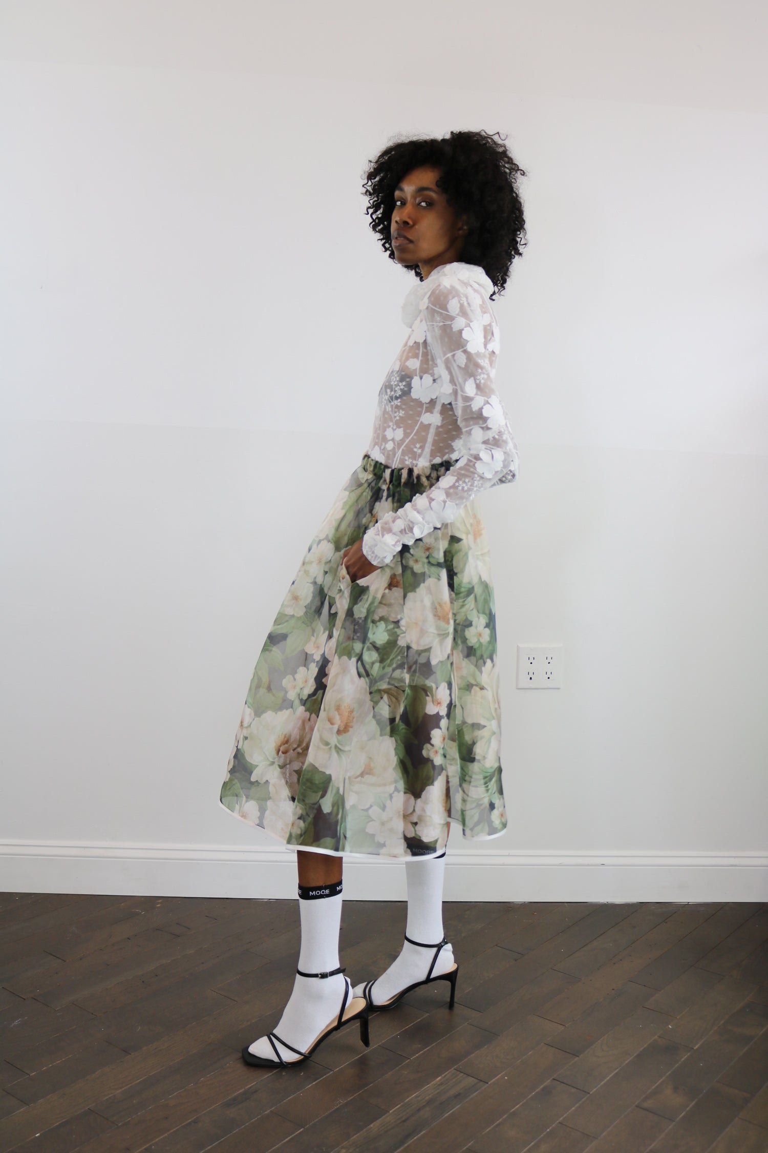 floral organza skirt