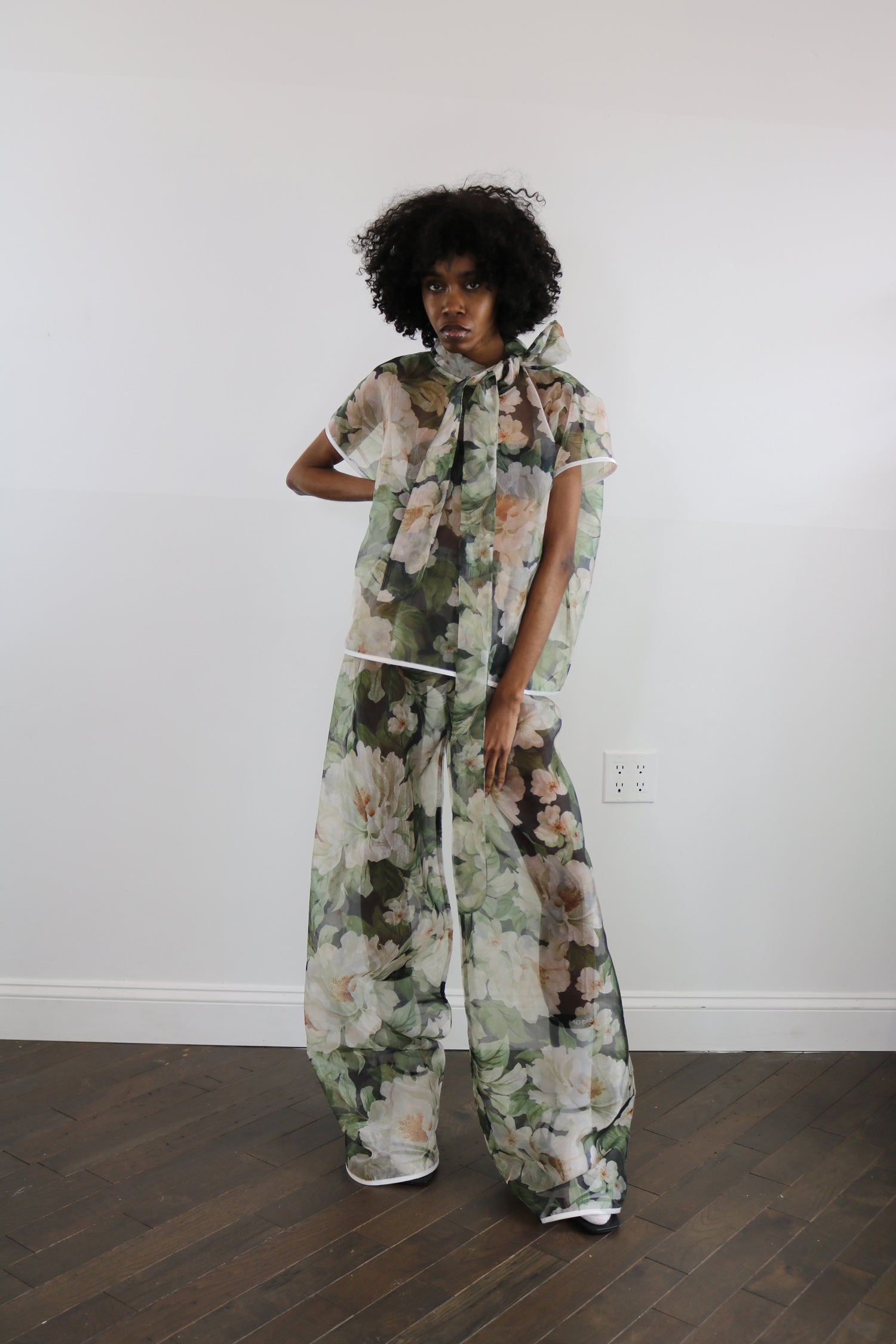 floral organza pant