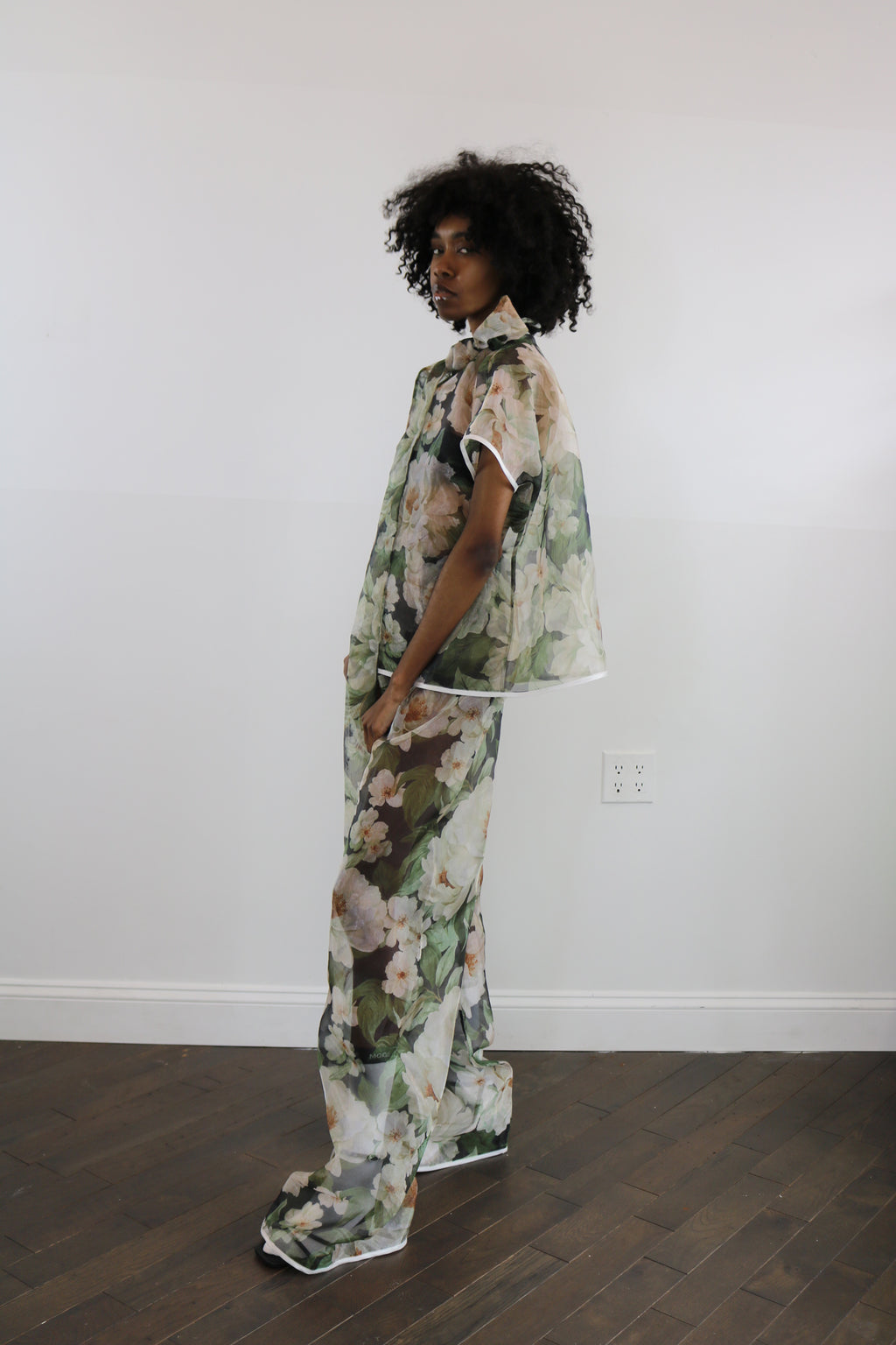 floral tie neck box top