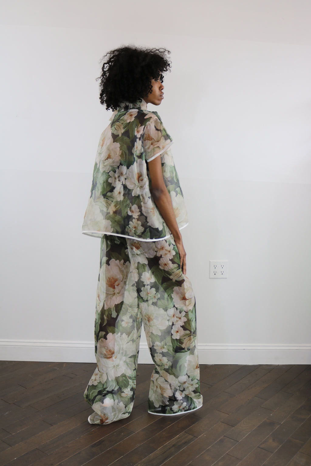floral tie neck box top