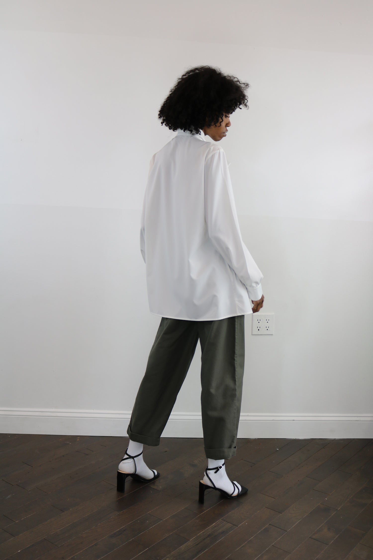 oversize tie neck top