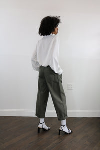 twill pleat front pant