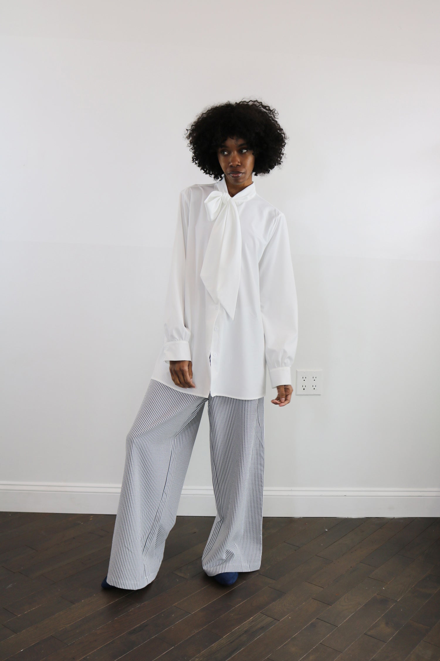 navy stripe seersucker pant