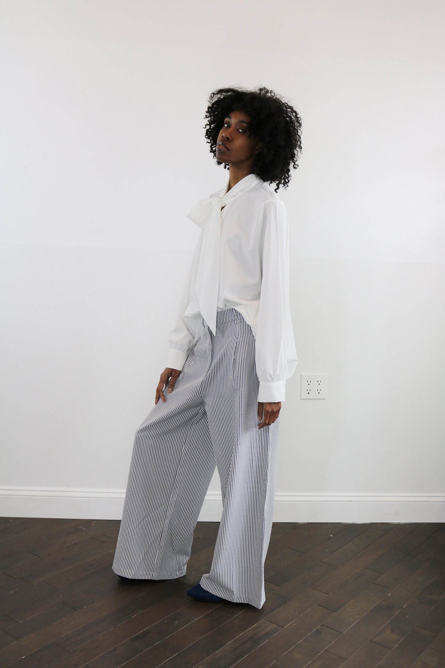 navy stripe seersucker pant