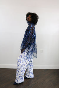 navy sequined oversize top
