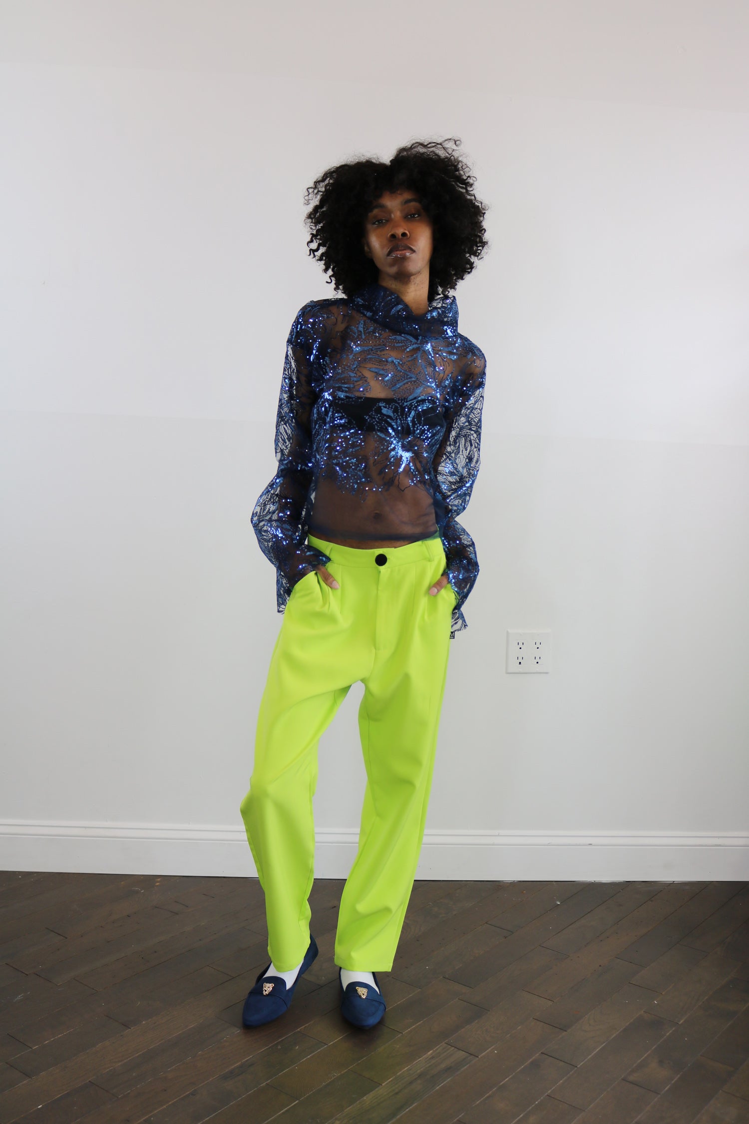 neon pleat pant