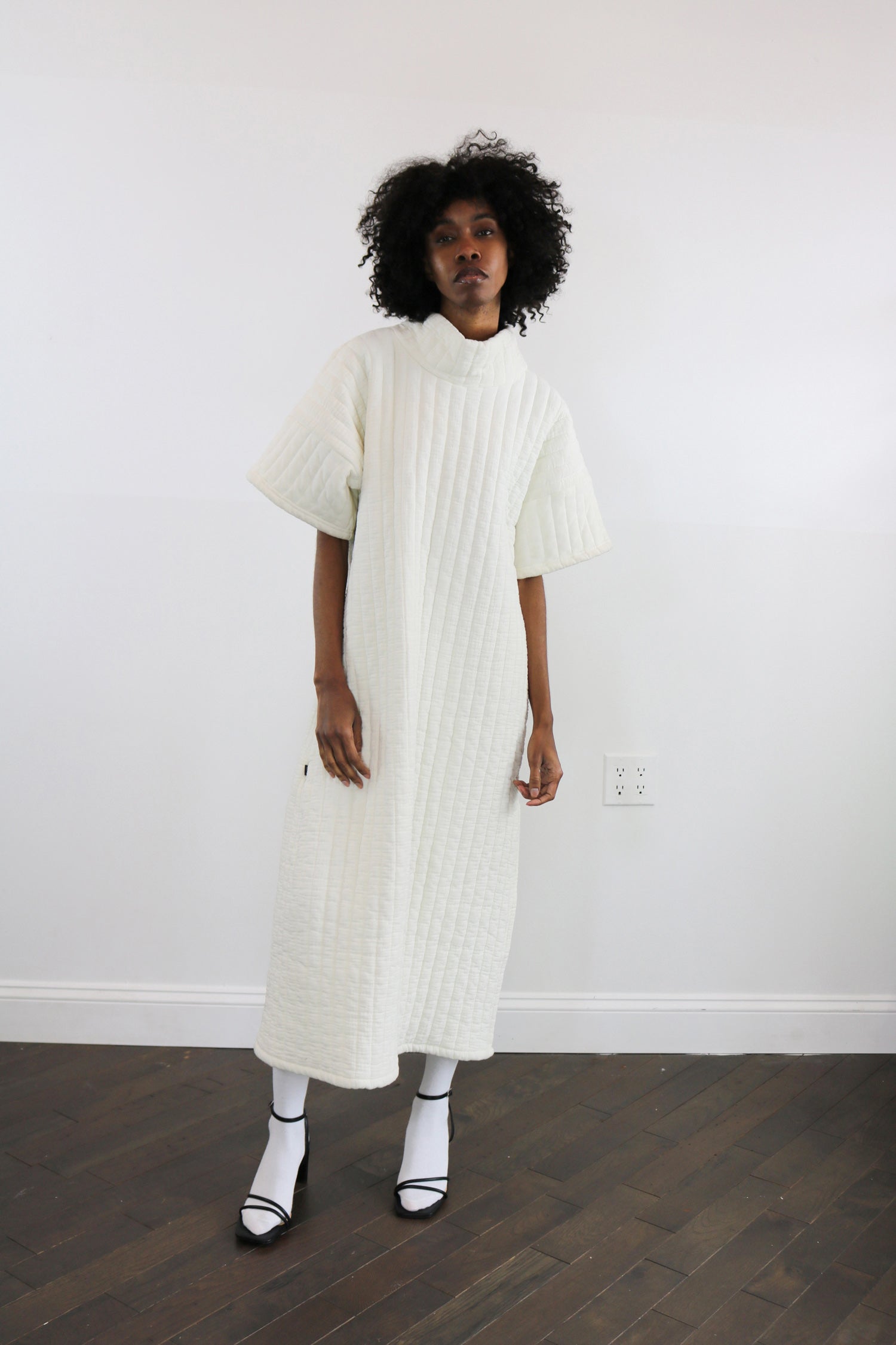 quilted hi neck long tunic