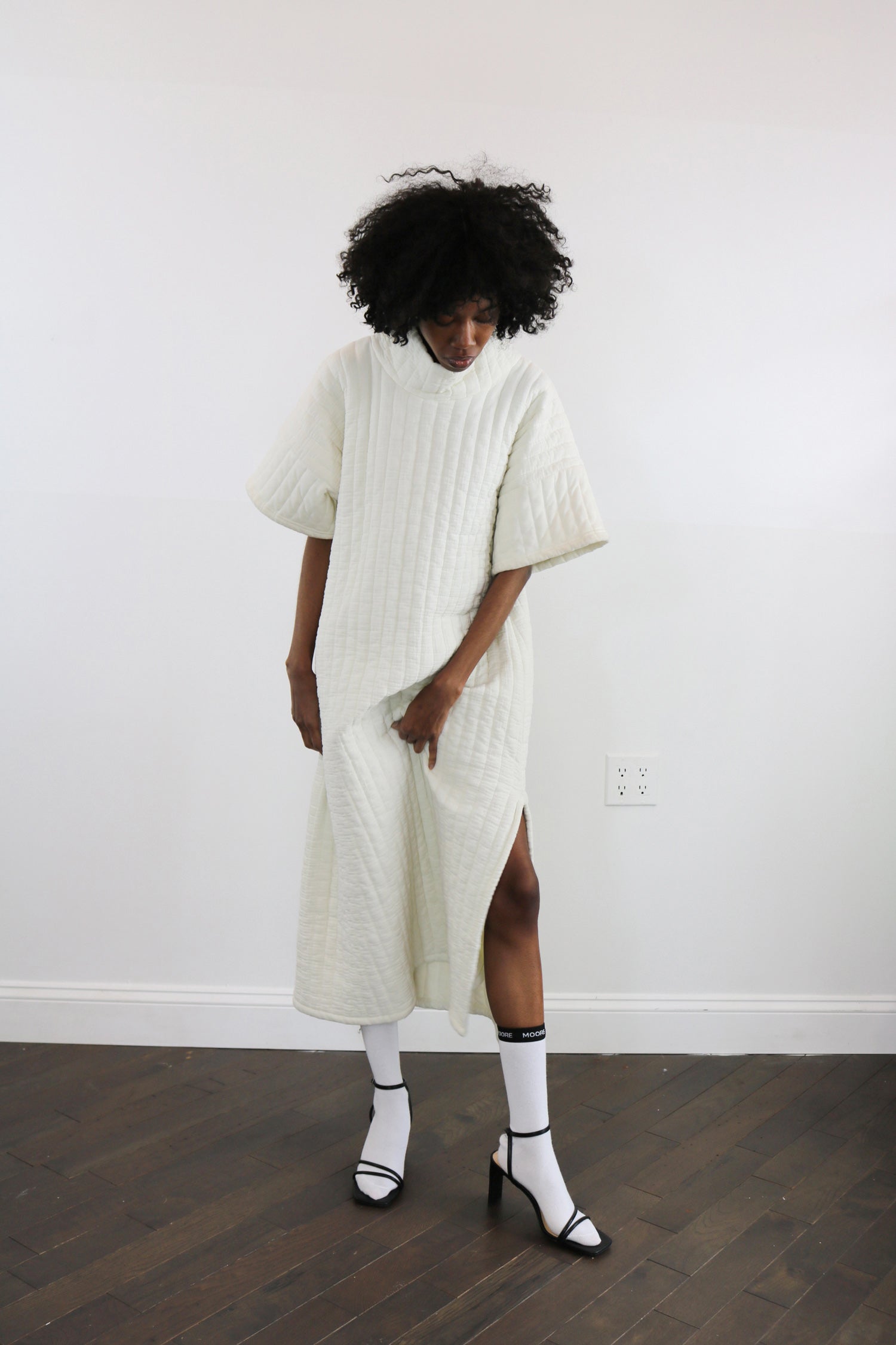 quilted hi neck long tunic