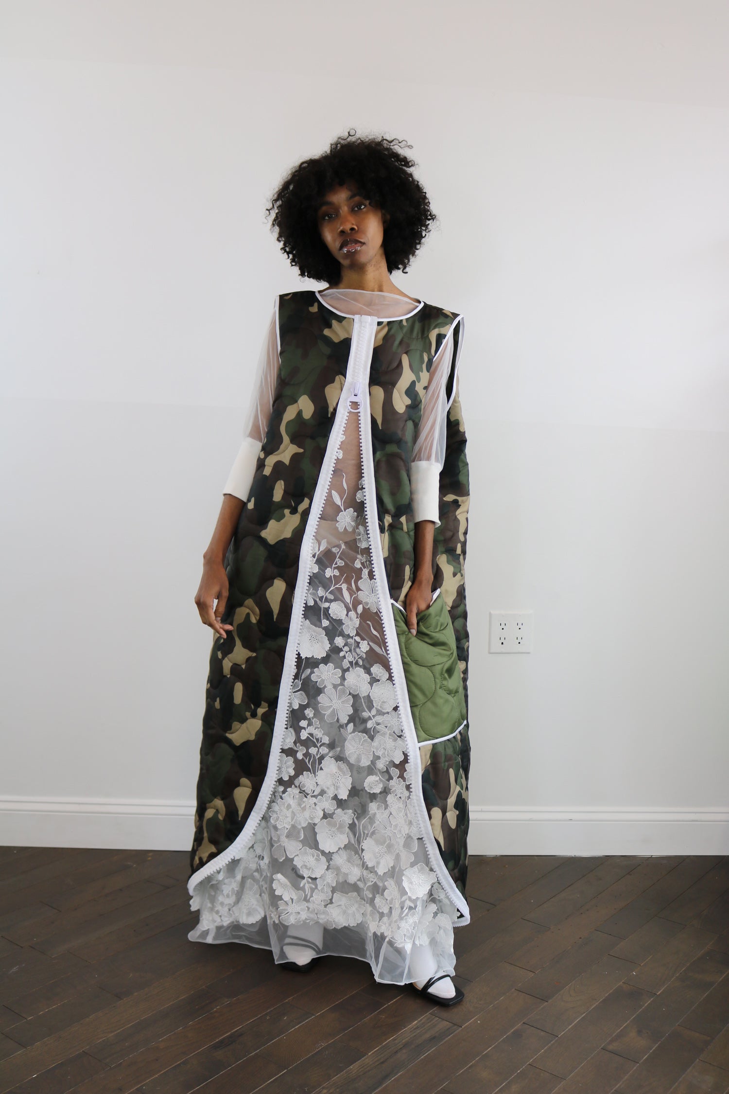 long quilted camo vest