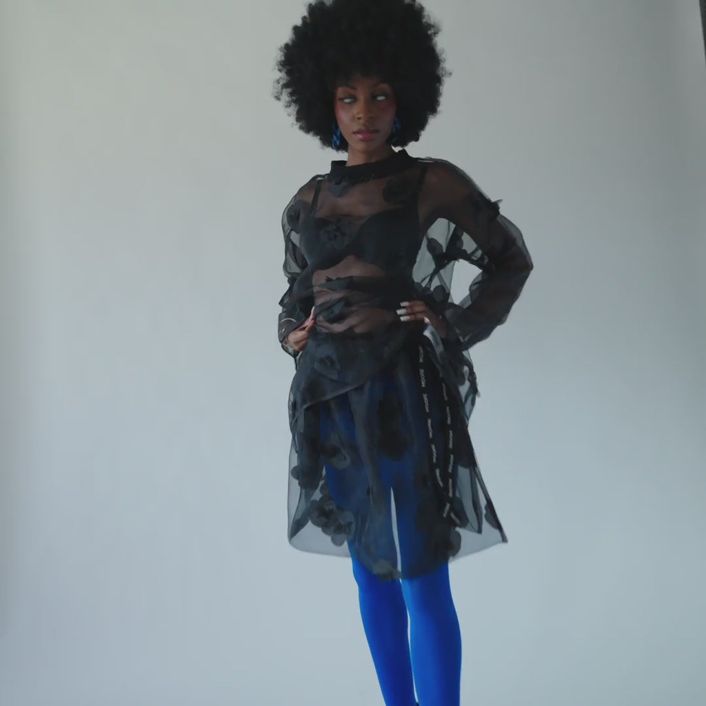 Black Organza LS Tee