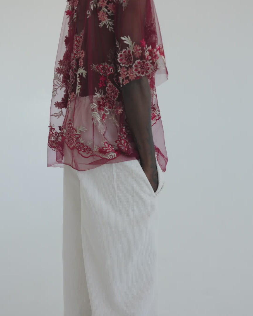 Burgundy embellished top
