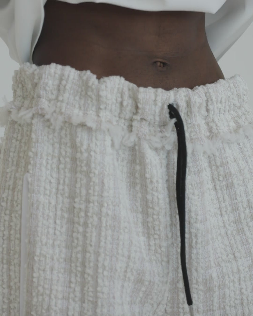 Sand and white boucle pant