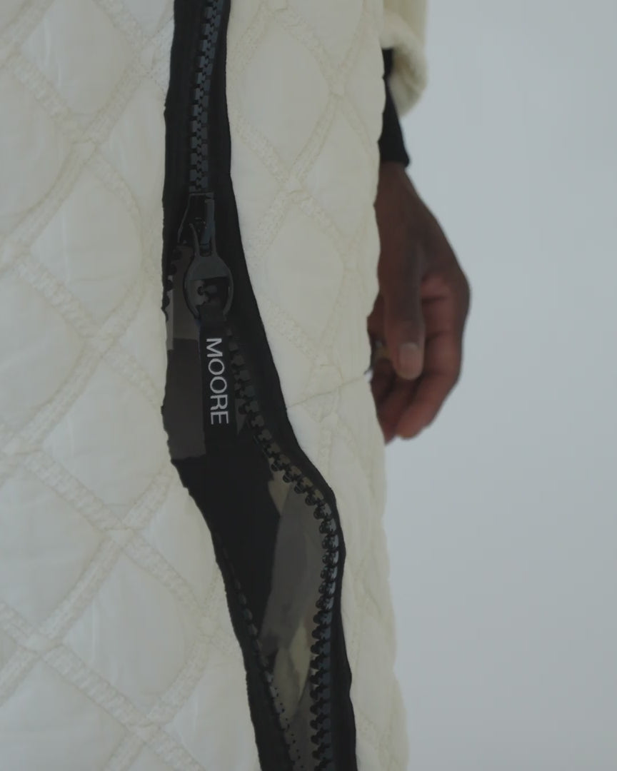 Cream long quilted layer