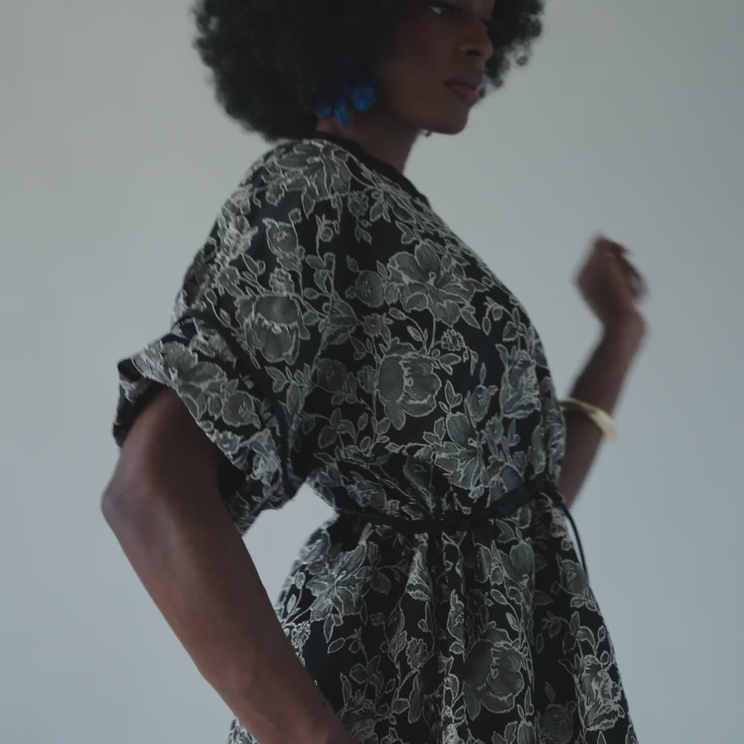 Floral Jacquard Box Dress