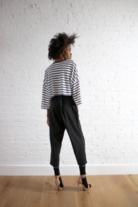 PINSTRIPE RUCHED PANT