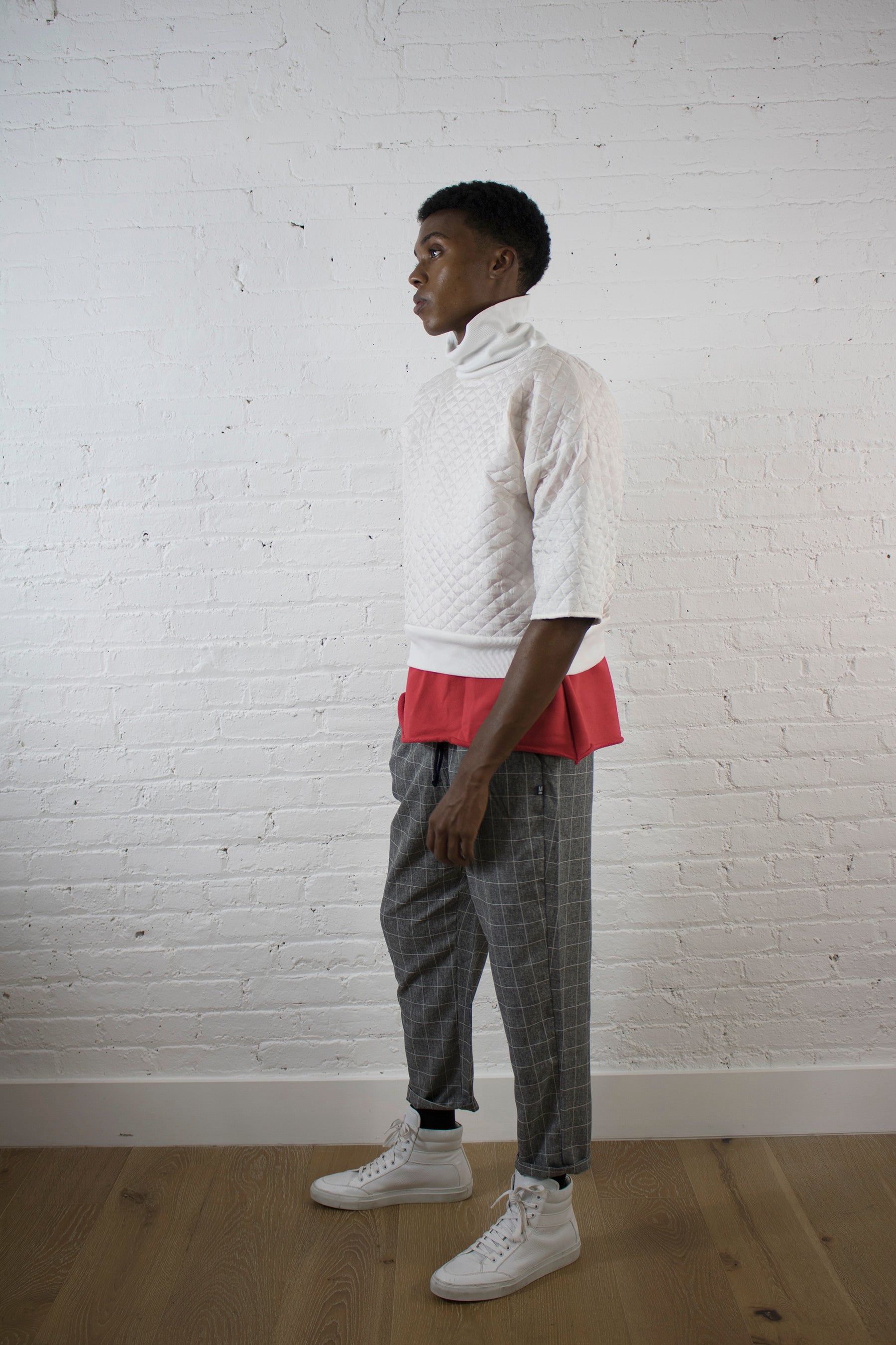 QUILTED HI NECK BOX TOP