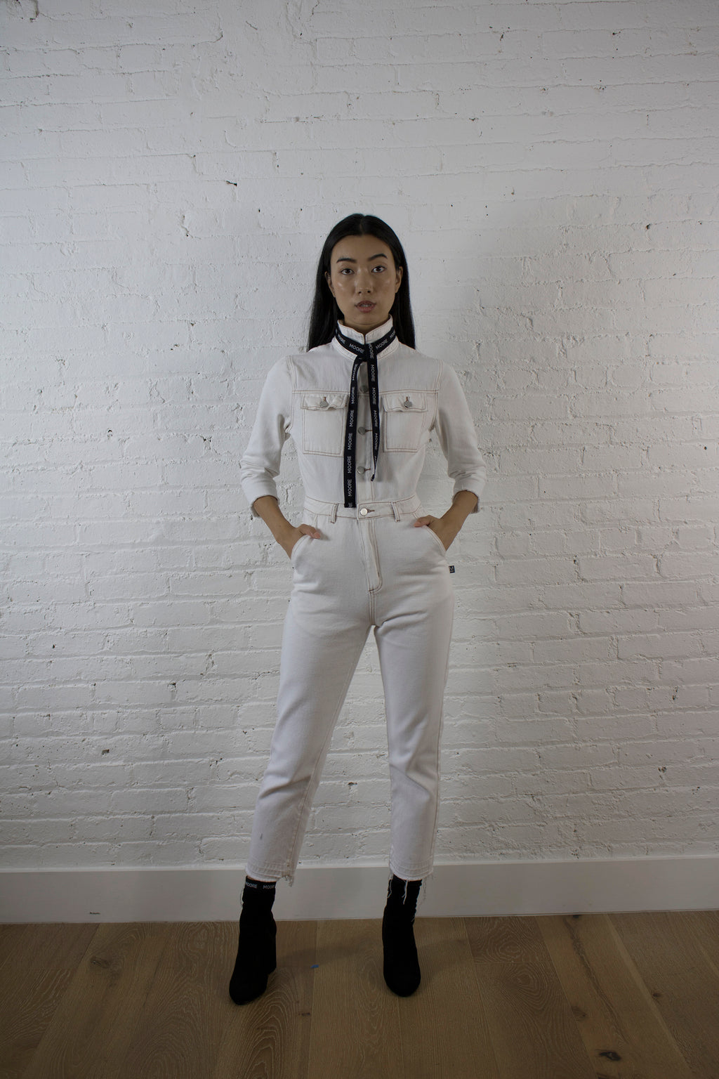 CREAM DENIM JUMPSUIT