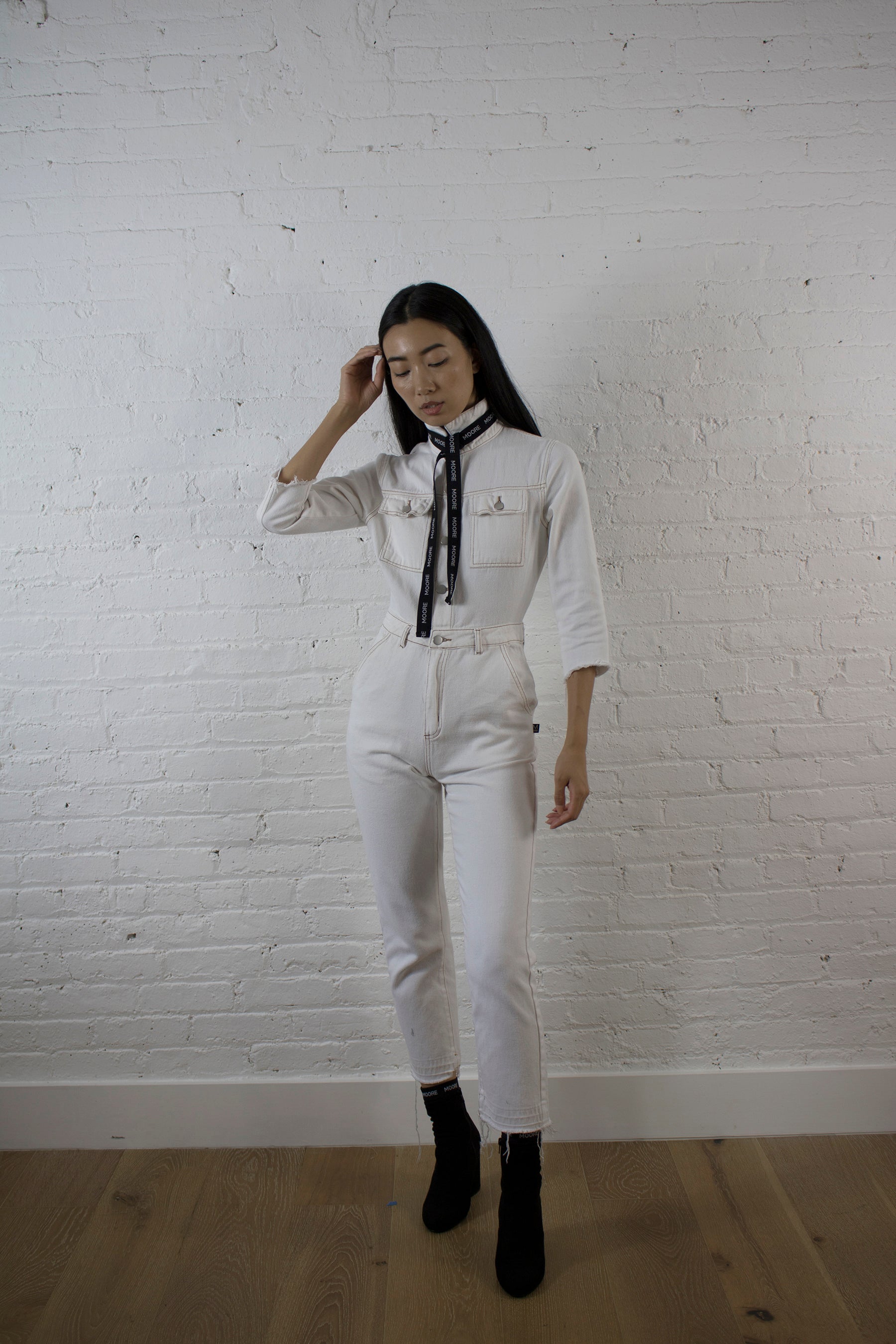 CREAM DENIM JUMPSUIT