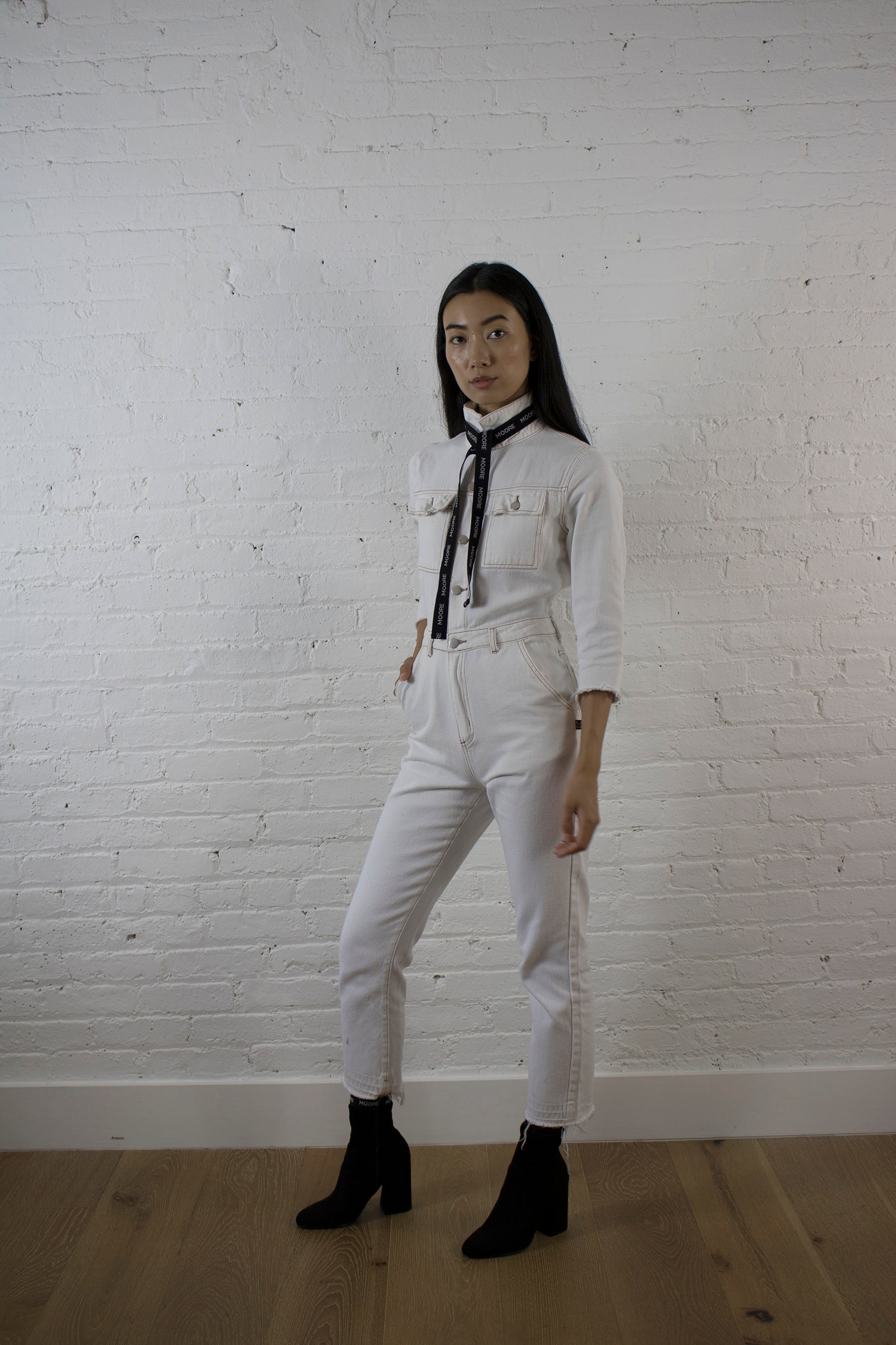 CREAM DENIM JUMPSUIT