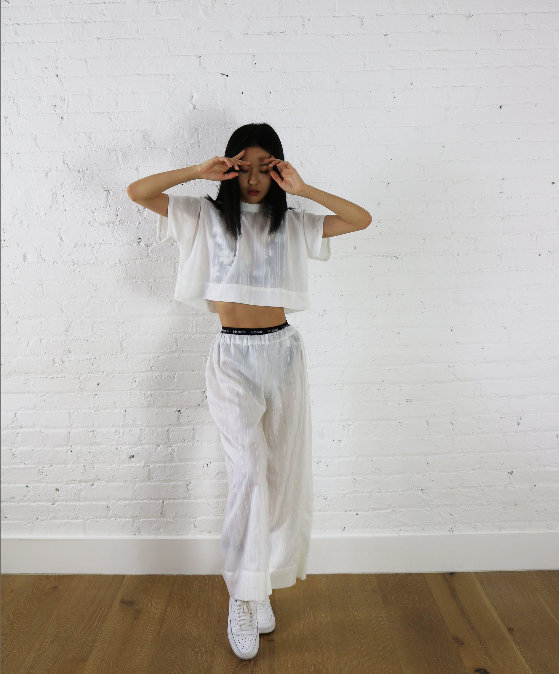 sheer stripe crop tee