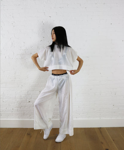 sheer stripe crop tee